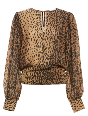 Good American Leopard Keyhole Blouse