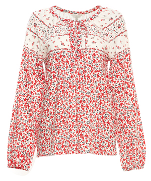Lucky Brand Border Print Peasant Top