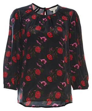 Lucky Brand 3/4 Sleeve Floral Popover