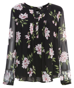 Daniel Rainn Sheer Long Sleeves Printed Blouse