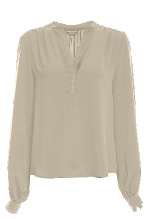 Split Neck Pleated Detail Blouse