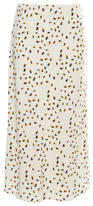 Bias Waist Printed Midi Skirt