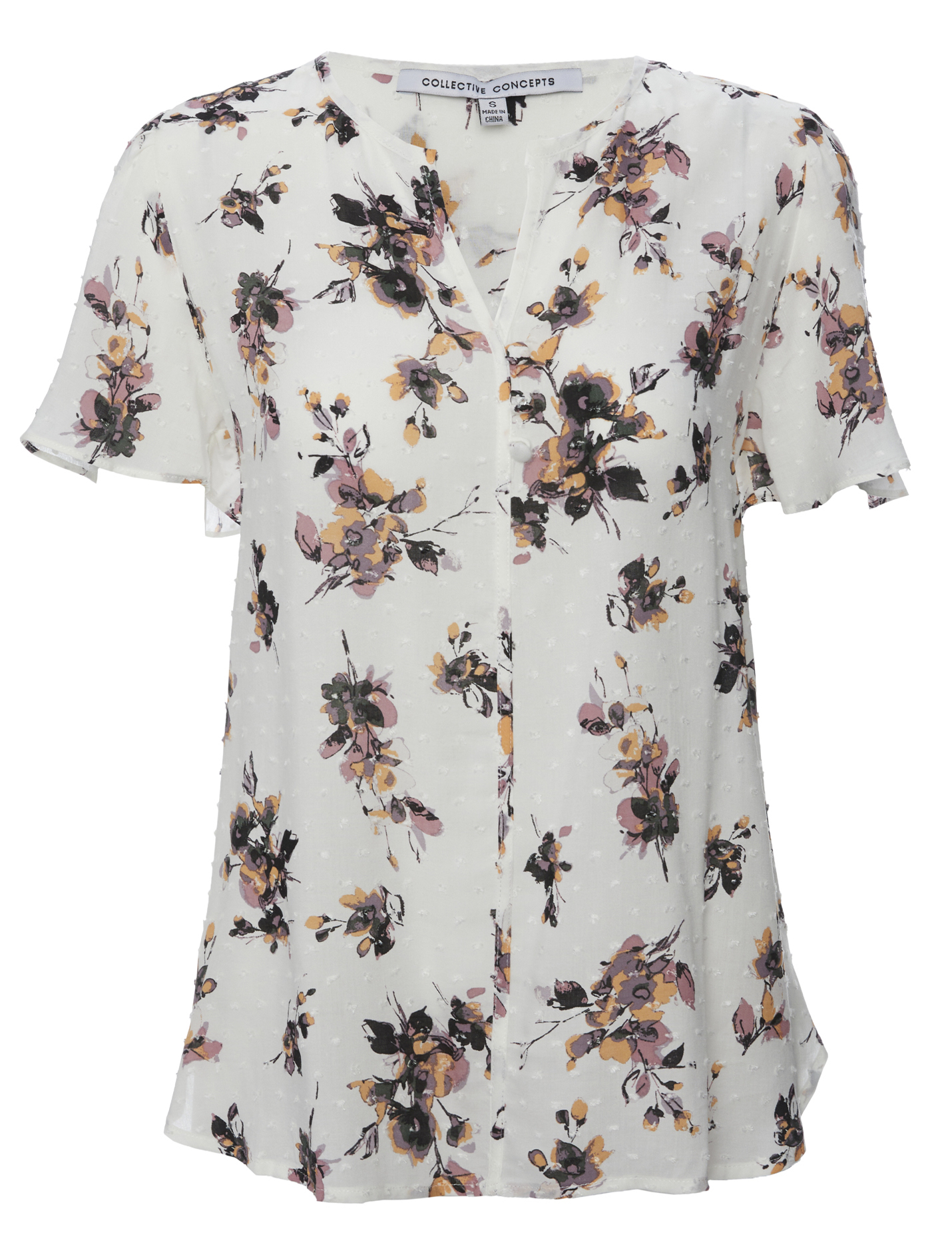Collective Concepts Short Sleeve Button Front Top