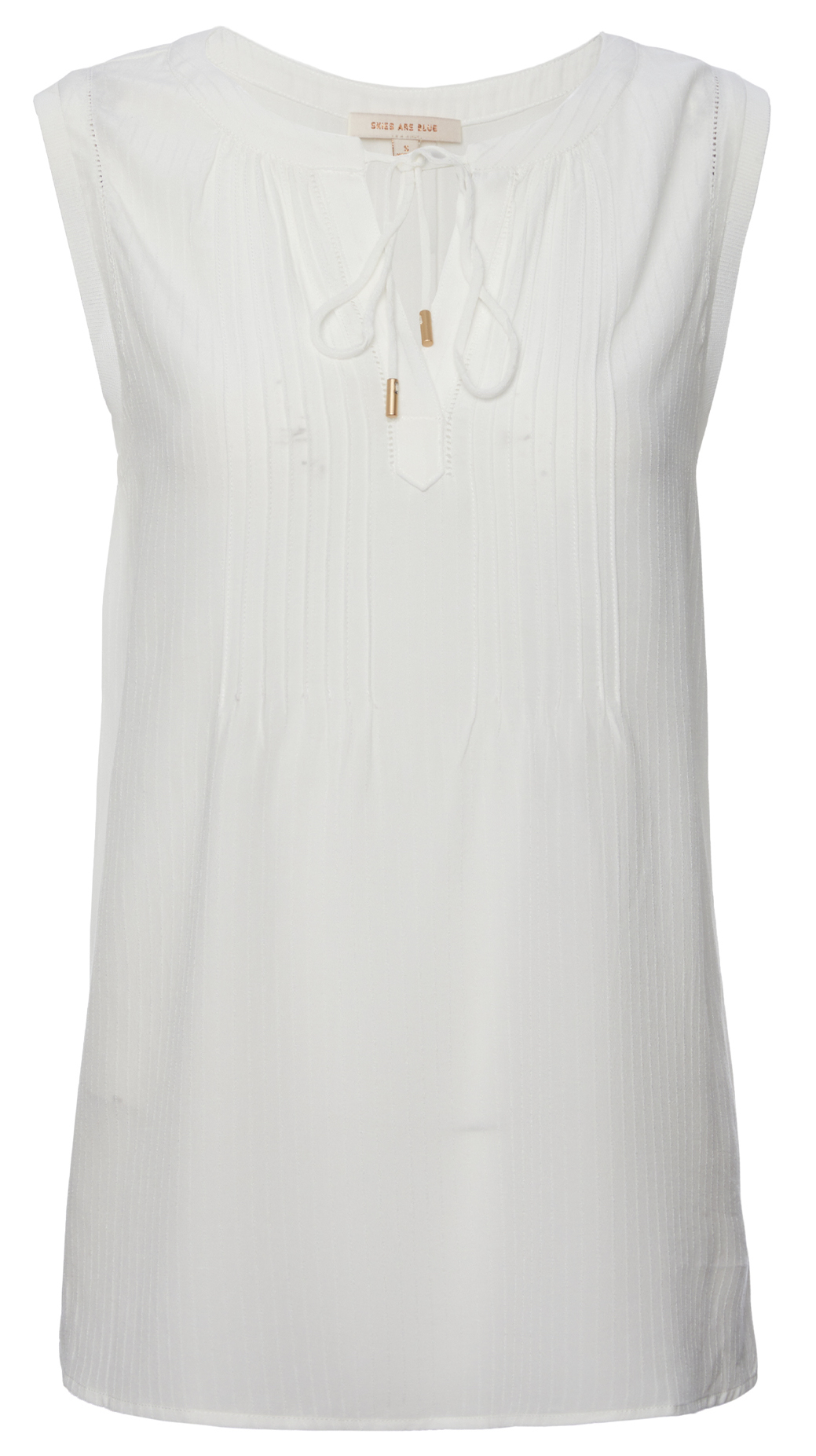 Sleeveless Pleated Neck Split Top
