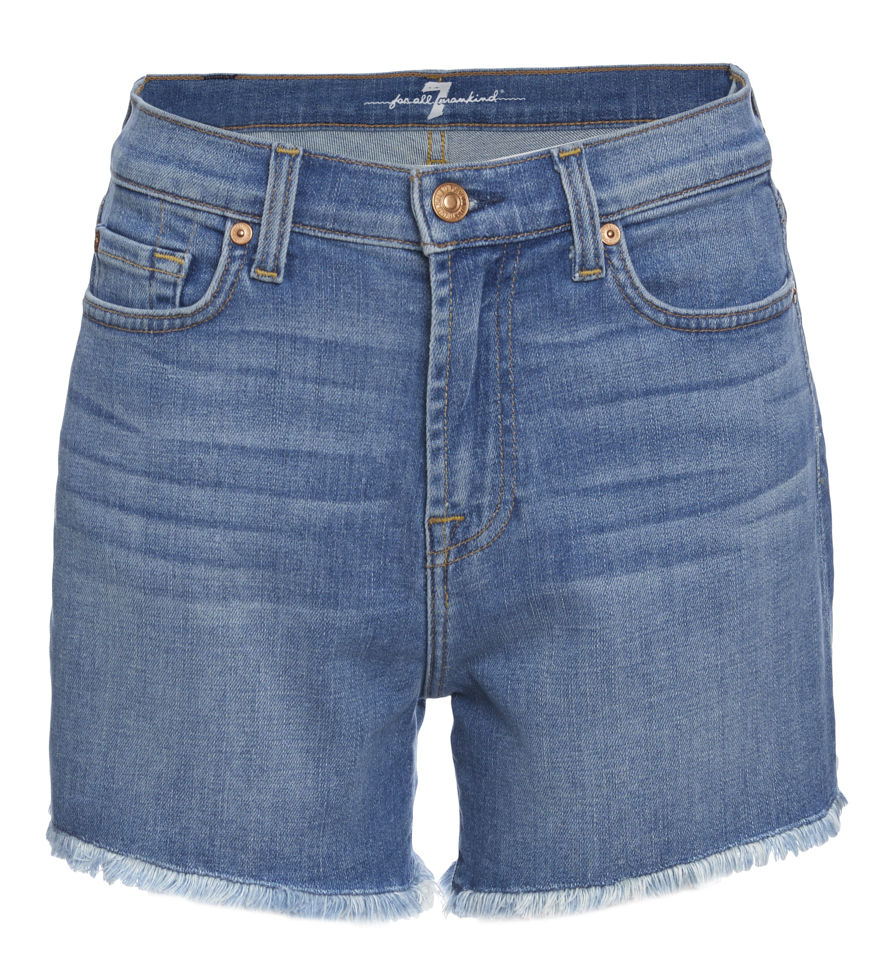 High Waisted Frayed Hem Short