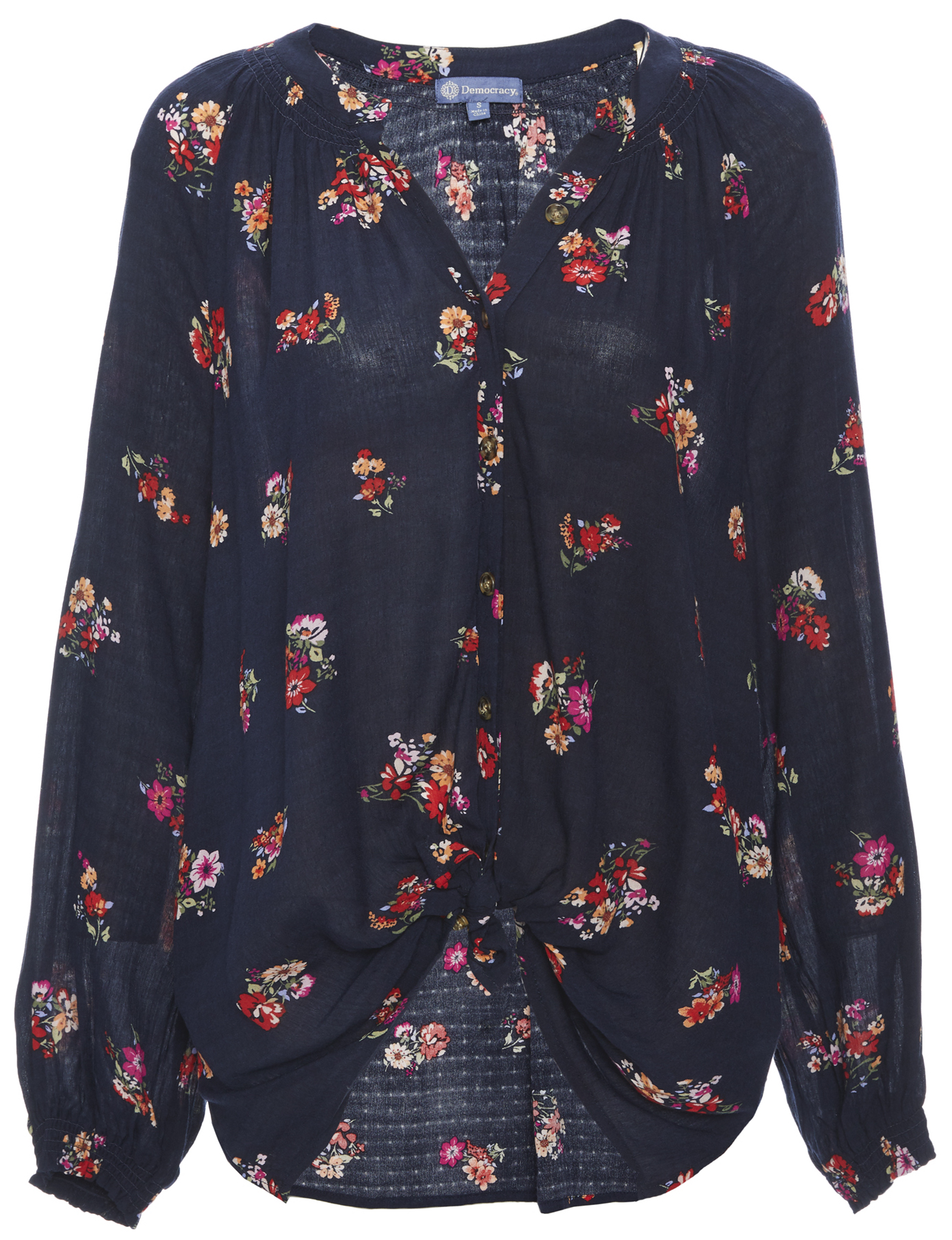 Democracy Long Sleeve Tie Front Blouse