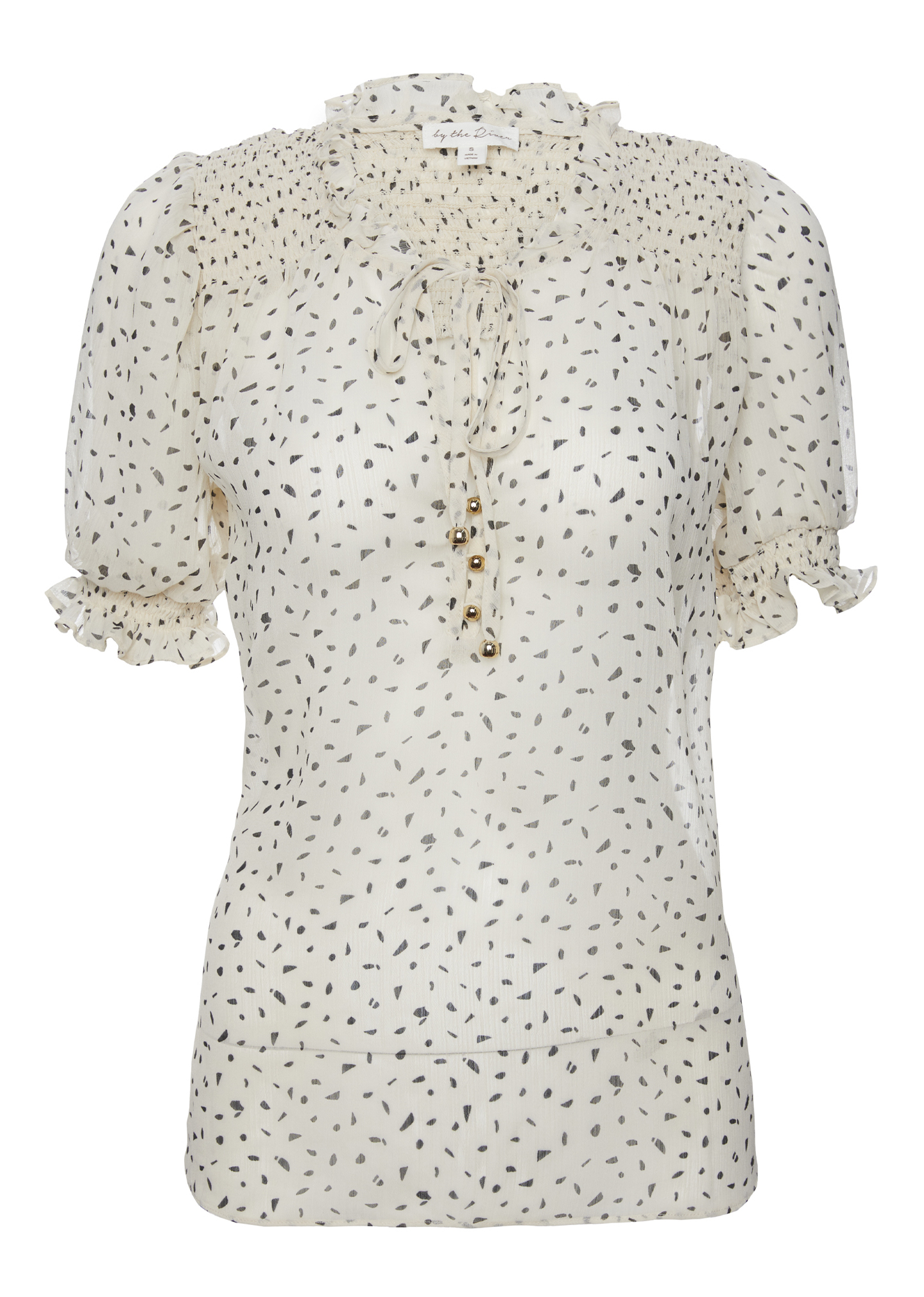 Ruffled Collar Tie Detail Blouse