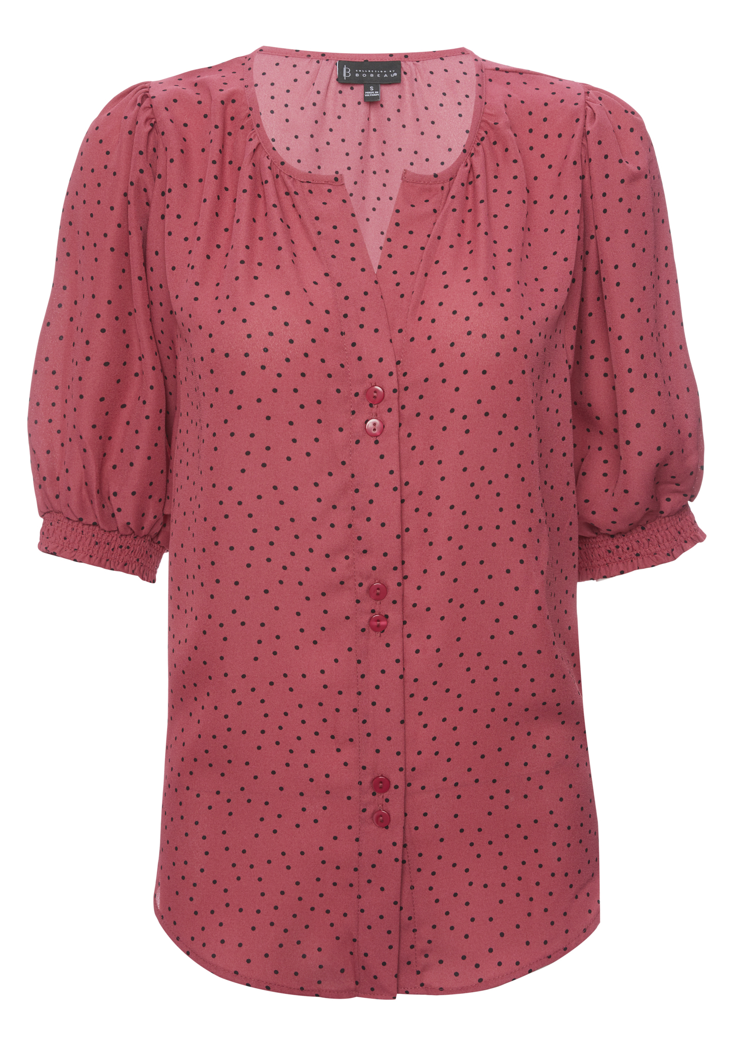 Smocked Sleeve Button Down Top