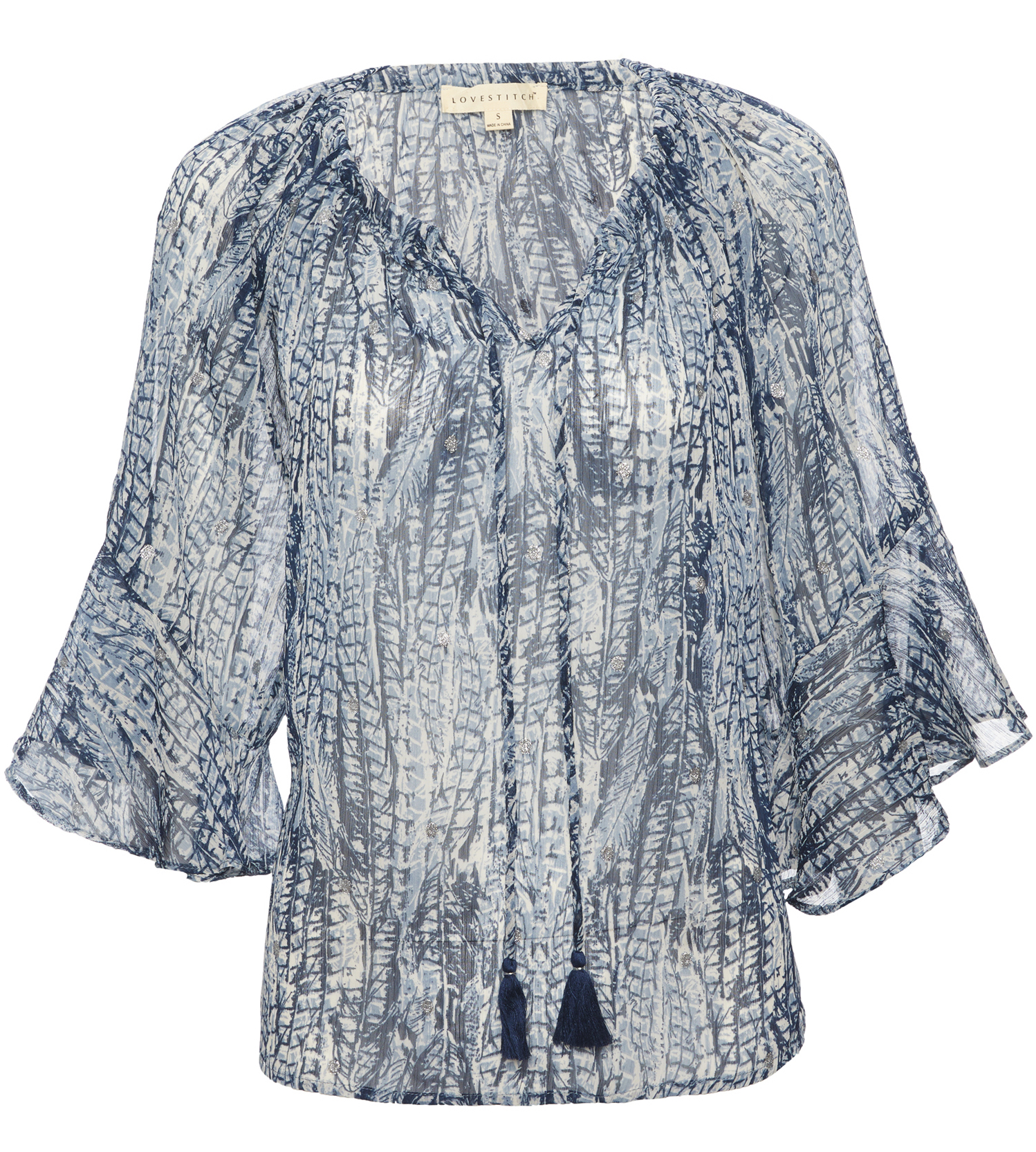 Sheer Feather Print Top