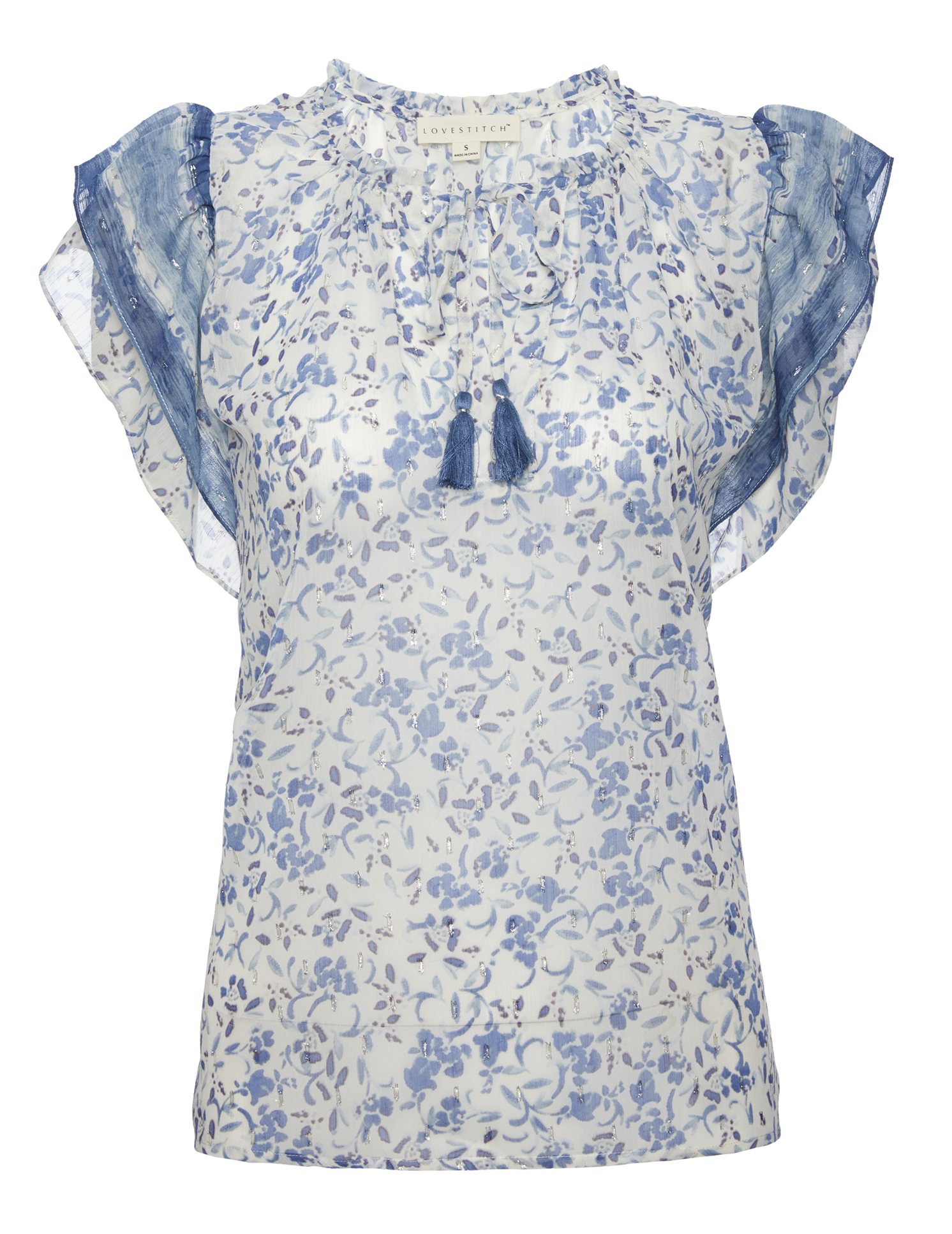 Floral Printed Flutter Sleeve Top