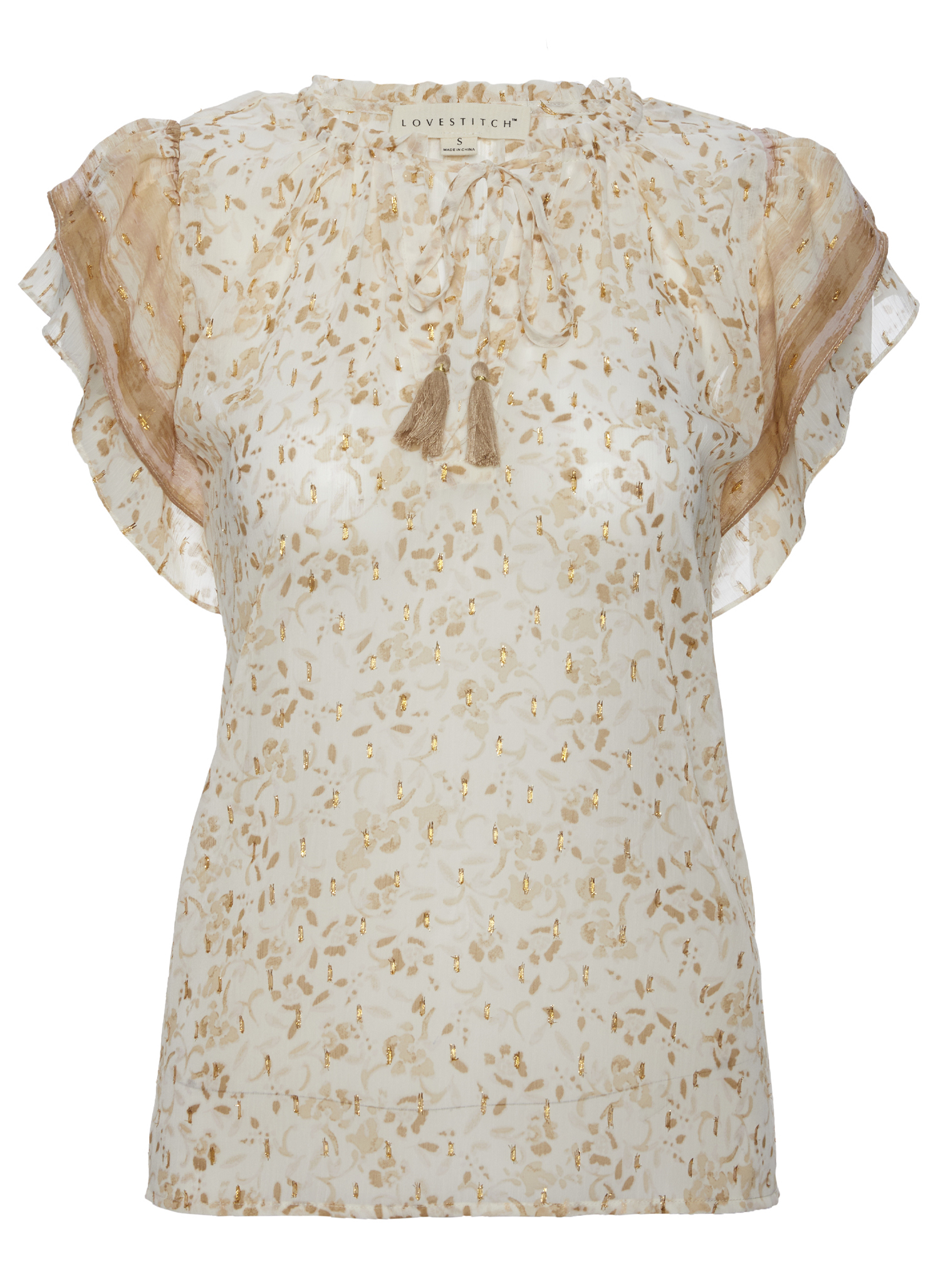 Floral Printed Flutter Sleeve Top