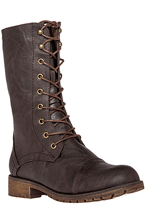 Utility Lace Up Boots in Brown | DAILYLOOK
