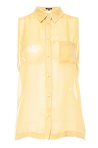 Sheer Sleeveless Button Up Top