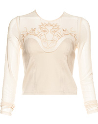 Embroidered Mesh Crop Top