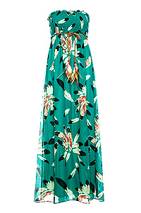Strapless Feather Maxi Dress