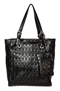 Skull Imprinted Tote with Coin Purse