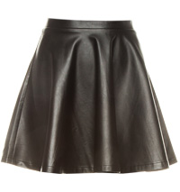 Simple Leatherette Circle Skirt in Black | DAILYLOOK