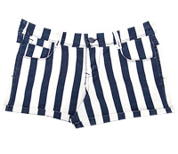 Sailor Striped Denim Shorts in Navy | DAILYLOOK