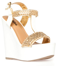 Metallic T-Strap Wedges