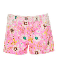 Lace Accented Floral Shorts