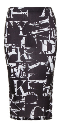 Scrambled Letter Pencil Skirt
