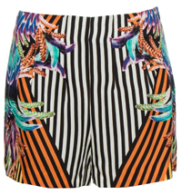 Tropical Striped Silk Shorts