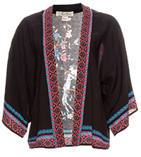 Tribal Trim Floral Kimono