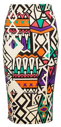 Colorful Tribal Midi Skirt in Cream | DAILYLOOK