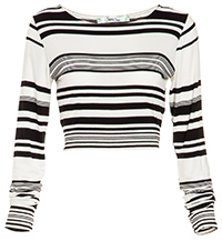 Striped Long Sleeve Crop Top in Black/White | DAILYLOOK