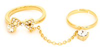 Sparkling Bow Ring Duo