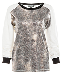 Lucca Couture Metallic Reptile Zippered Sweatshirt