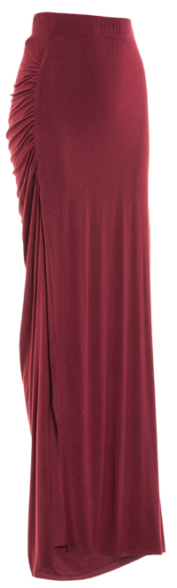 DAILYLOOK Ruched Side Slit Maxi Skirt