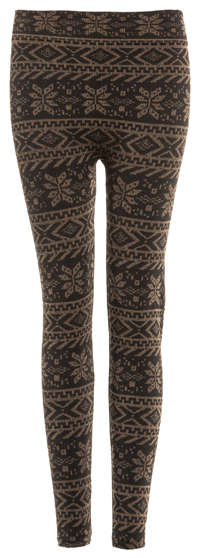 Winter Print Leggings in Black/Beige | DAILYLOOK