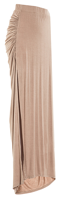 DAILYLOOK Ruched Side Slit Maxi Skirt