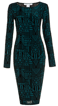 Geometric Velvet Midi Dress
