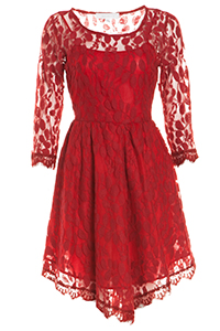 DAILYLOOK Eyelash Lace Fit and Flare Dress