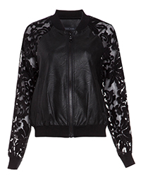 Lace and Leatherette Varsity Jacket