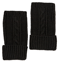 Cable Knit Fingerless Gloves in Black | DAILYLOOK