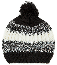 Striped Pom-Pom Beanie