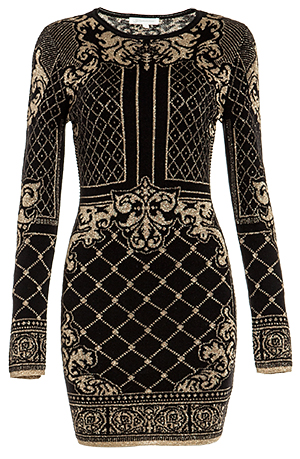 Glamorous Baroque Sweater Dress in Black Multi | DAILYLOOK