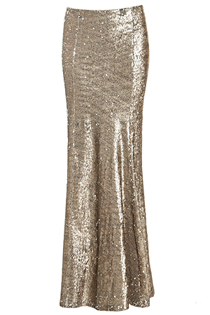 Line & Dot Matte Sequin Mermaid Skirt in Gold | DAILYLOOK