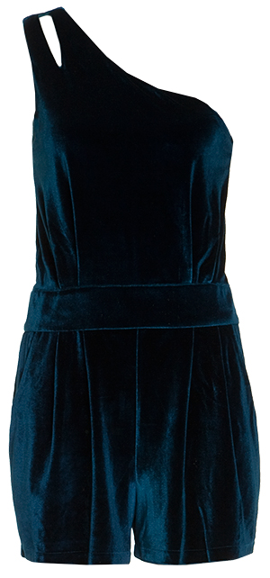 Lucca Couture One Shoulder Velvet Romper