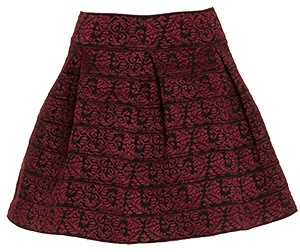 Baroque Bandage Circle Skirt in Burgundy | DAILYLOOK