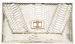 Reptile Embossed Metallic Clutch
