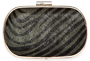 Zebra Print Pony Hair Box Clutch