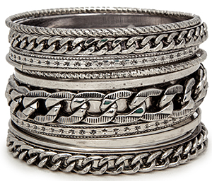 DAILYLOOK Chain Gang Bangle Bracelet Set