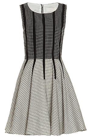 Line & Dot Binding Detail Dress in Black / White | DAILYLOOK