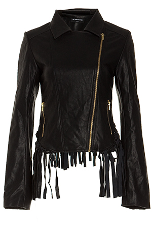 Glamorous Vegan Leather Fringe Jacket