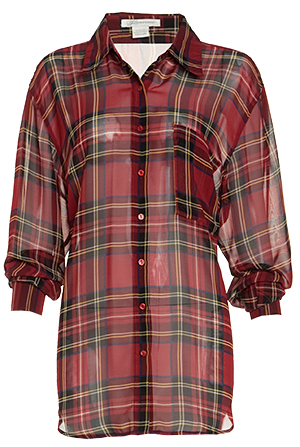 GLAMOROUS Plaid Chiffon Blouse