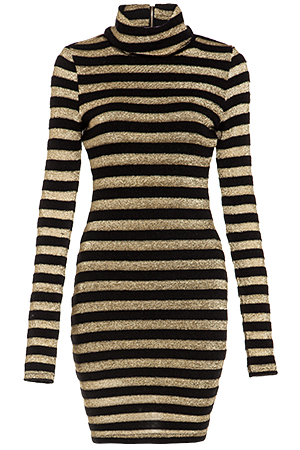 Mesh and Angora Striped Dress